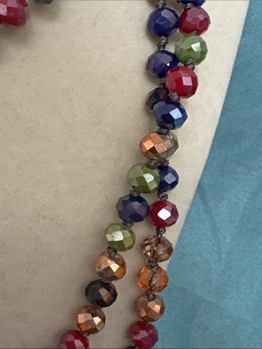 Multicolor Faceted Glass Beaded Long Single Strand Necklace - Women Jewelry - Picture 5 of 6